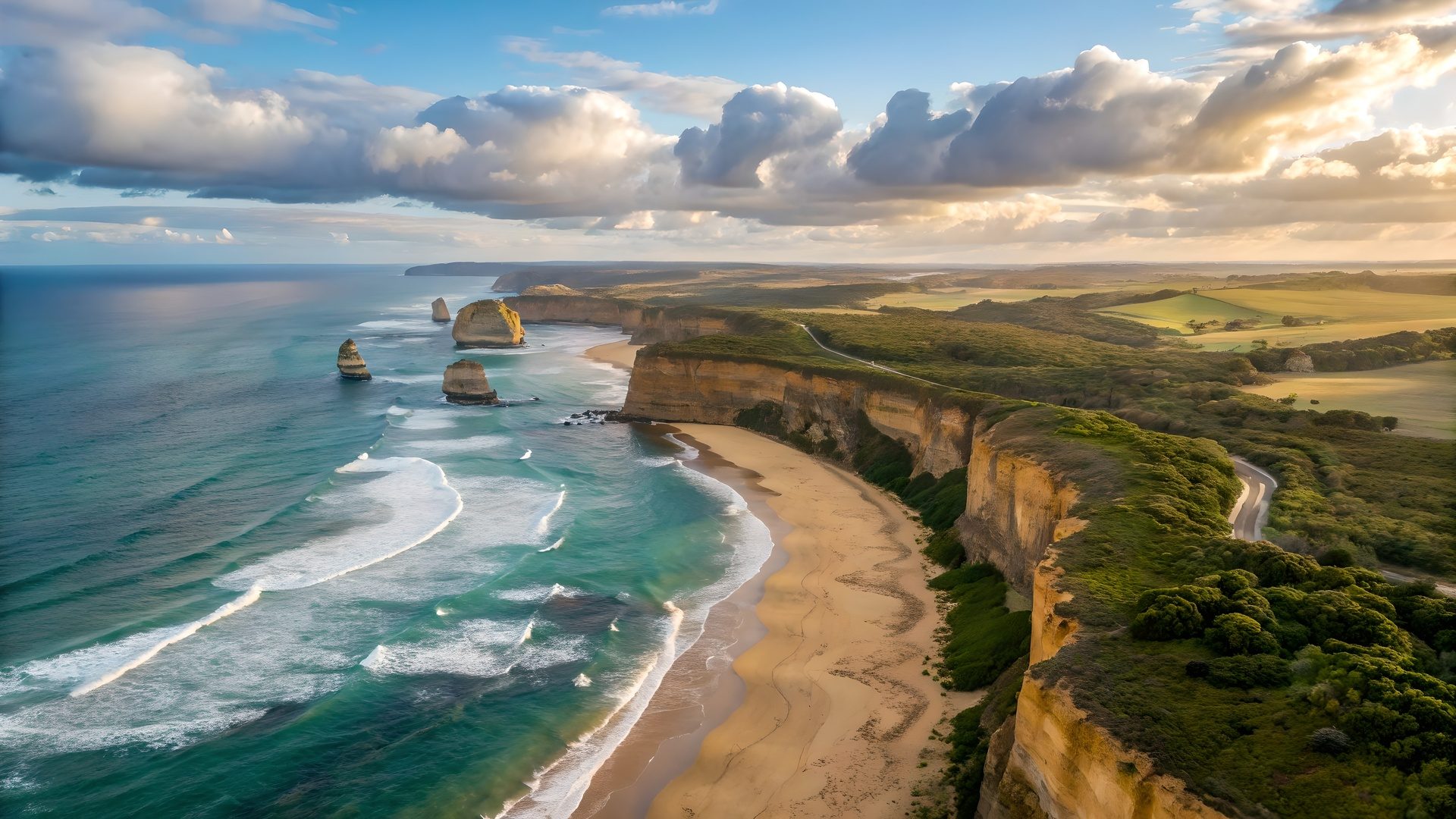 Coastal cliffs above turquoise water