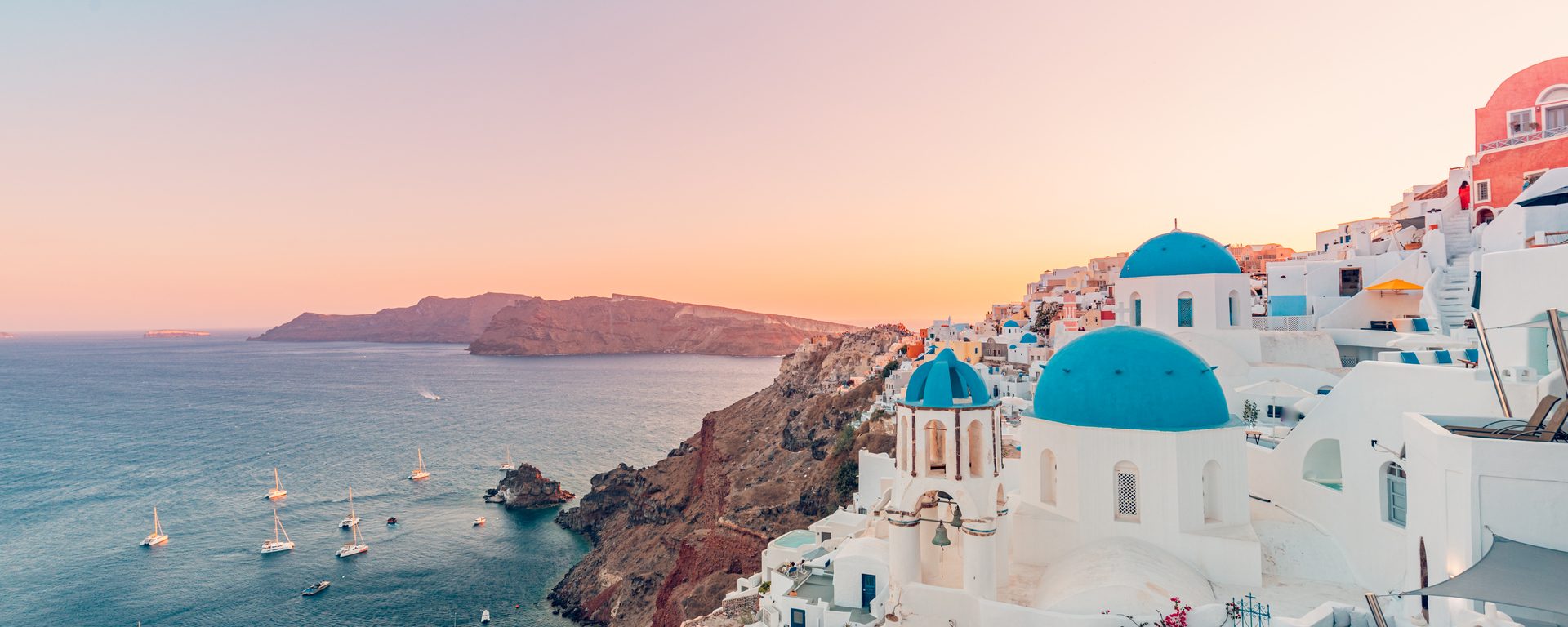 Whitewashed houses above the caldera on Santorini