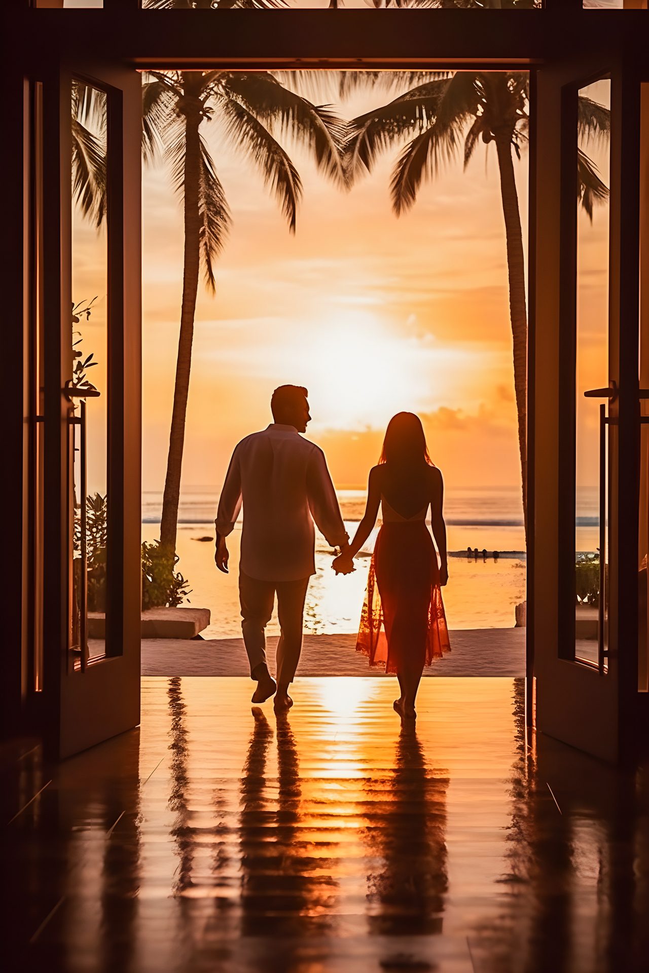 A couple on a quiet tropical beach